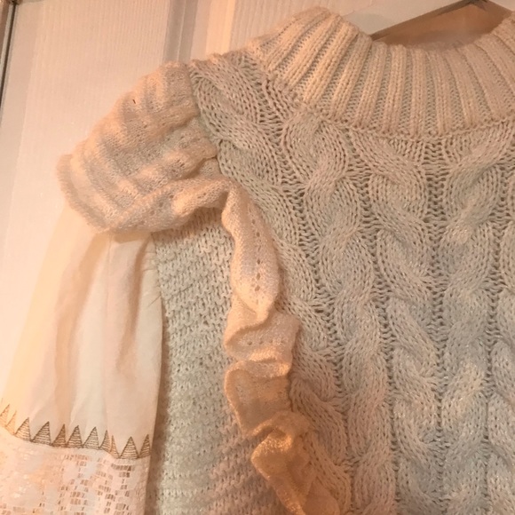 Anthropologie ruffle knit sweater shirt top xs 0 2 free people - Picture 2 of 5